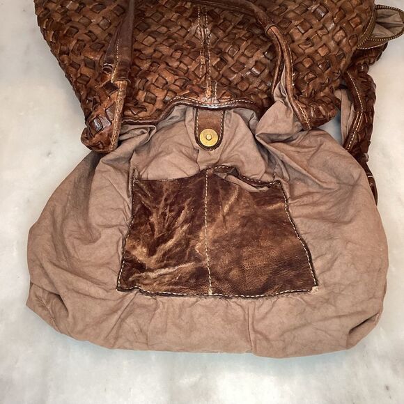 Langellotti Purse Handbag Leather Brown Genuine Woven Shoulder Bag - Picture 14 of 15